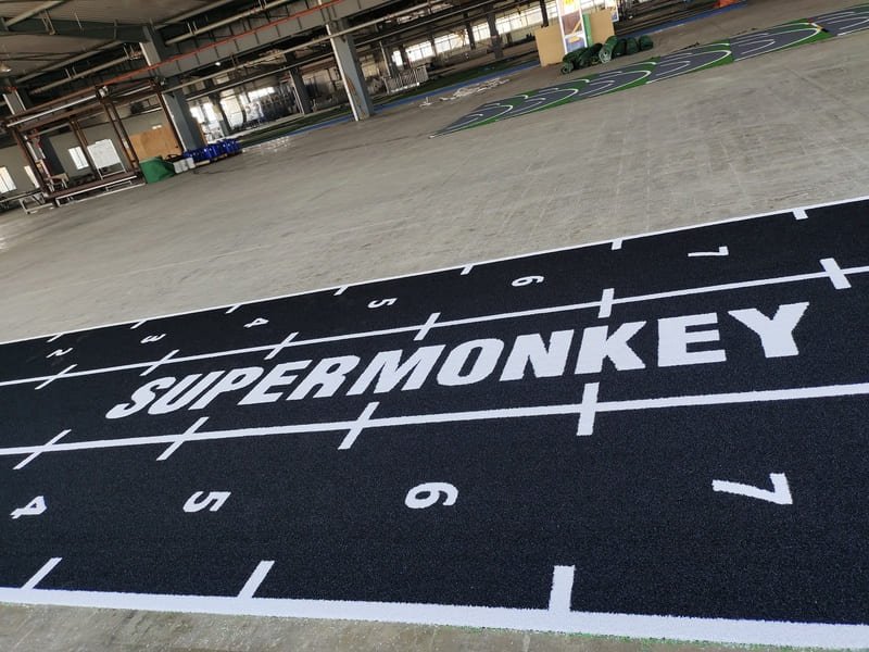 damaged gym turf fibers close up